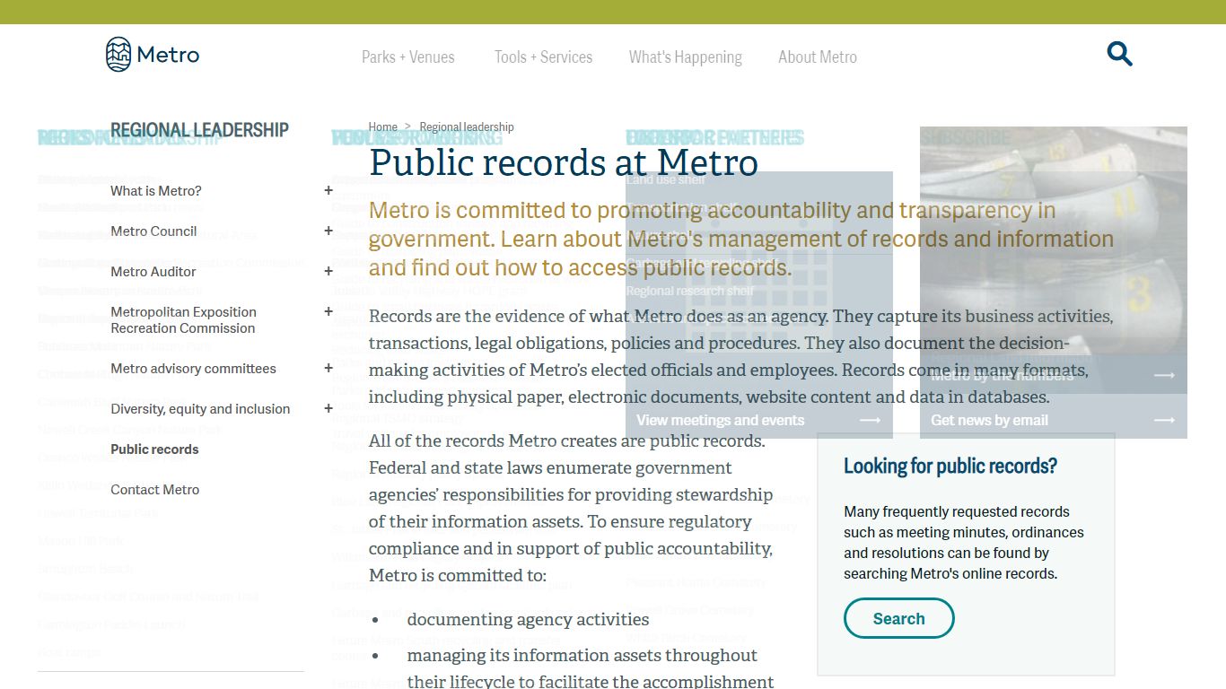 Public records at Metro | Metro